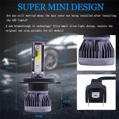 2Pcs H4 LED Headlight 360 Degree Illumination 120W 6000K High Low Beam Car Fog Lamp