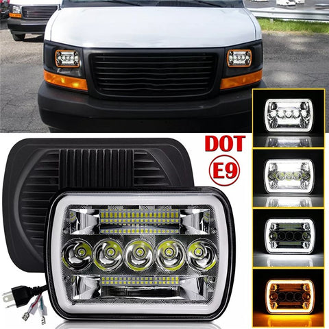45W 5.59 x 7.8 inch Square LED Headlight Yellow White Dual Color for 6 x 7 inch Truck Light