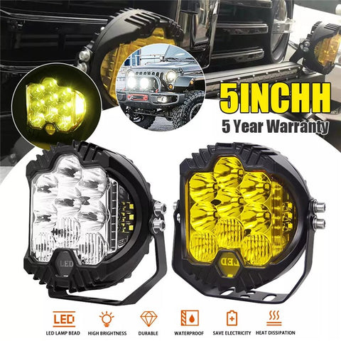 5 Inch Round Spotlight Car Front Bumper Lamp IP67 Waterproof Aluminum Shell LED Floodlight