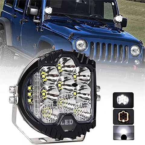 5 Inch Round Spotlight Car Front Bumper Lamp IP67 Waterproof Aluminum Shell LED Floodlight