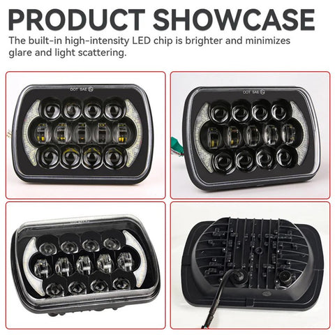 105W High Power IP67 Waterproof High Low Beam Square Car LED Headlight for 5x7 6x7 Inch Vehicles