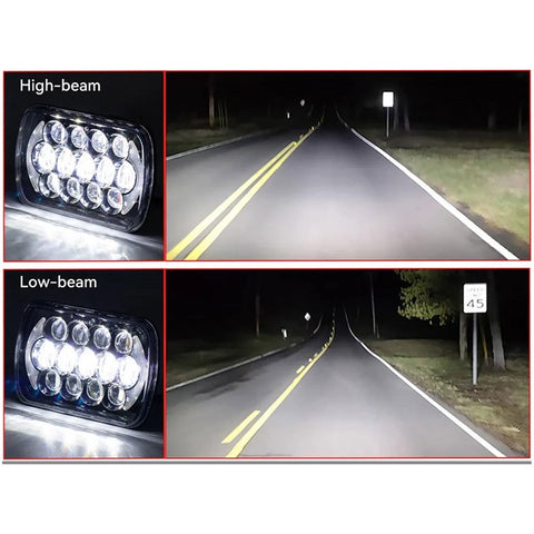 105W High Power IP67 Waterproof High Low Beam Square Car LED Headlight for 5x7 6x7 Inch Vehicles