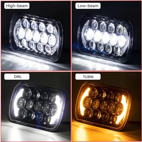 105W High Power IP67 Waterproof High Low Beam Square Car LED Headlight for 5x7 6x7 Inch Vehicles