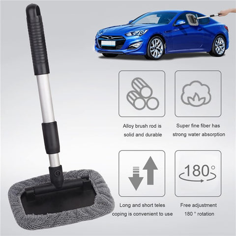 DM-095 32.5-46.5cm Window Cleaner with Handle and Microfiber Cloth Cleaning Tool Car Windshield Cleaning Device