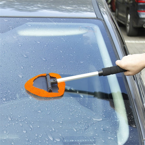 DM-131 32.5-47.5cm Extendable Handle Window Windshield Cleaning Tool Window Cleaner with Microfiber Cloth Car Window Cleaning Device