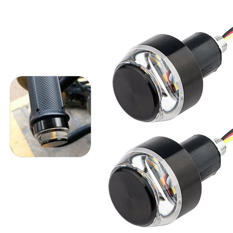 K06 1 Pair Motorcycle Handlebar End Lights Motorcycle Turn Signal Light Grip Bar Plugs
