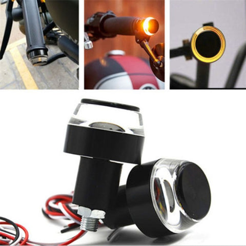 K06 1 Pair Motorcycle Handlebar End Lights Motorcycle Turn Signal Light Grip Bar Plugs