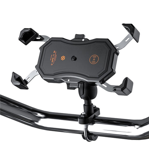 ZH-1288C1 Rotation Motorcycle Qi Wireless+USB Fast Charging Phone Mount Charger Handlebar Cellphone Holder