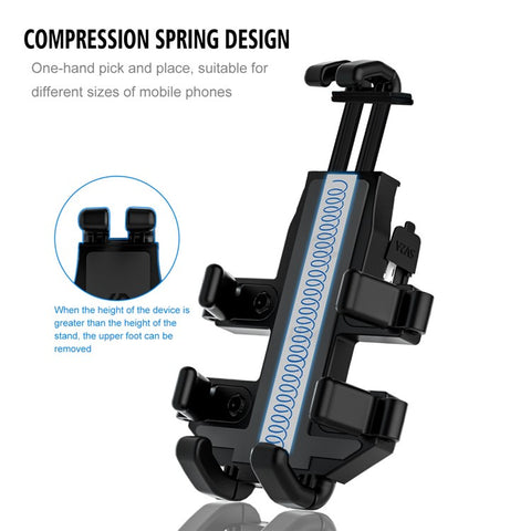 CS-1098A1 360 Degree Rotation Phone Holder Motorcycle Rearview Mirror / Handlebar Mount Bracket with USB Charging Port
