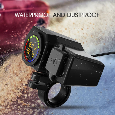WUPP CS-1747A2 Motorcycle Modify USB+Type-C Phone Charger Voltage Temperature Digital Display PD Fast Charge Adapter