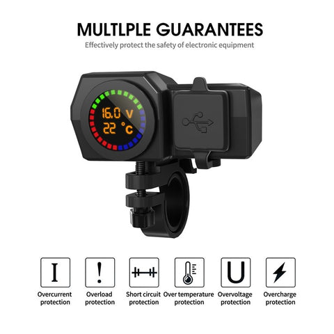WUPP CS-1747A2 Motorcycle Modify USB+Type-C Phone Charger Voltage Temperature Digital Display PD Fast Charge Adapter