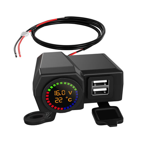 WUPP CS-1747A1 Motorcycle Modify 3.4A Dual USB Charger Voltage Temperature Digital Display Waterproof Phone Charging Adapter