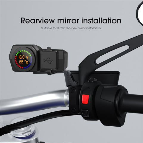 WUPP CS-1747A1 Motorcycle Modify 3.4A Dual USB Charger Voltage Temperature Digital Display Waterproof Phone Charging Adapter
