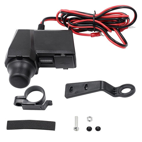 CS-1072B1 10-24V Motorcycle Dual USB Charger+Voltmeter+Cigarette Lighter Head Waterproof Multifunction Phone Charging Adapter