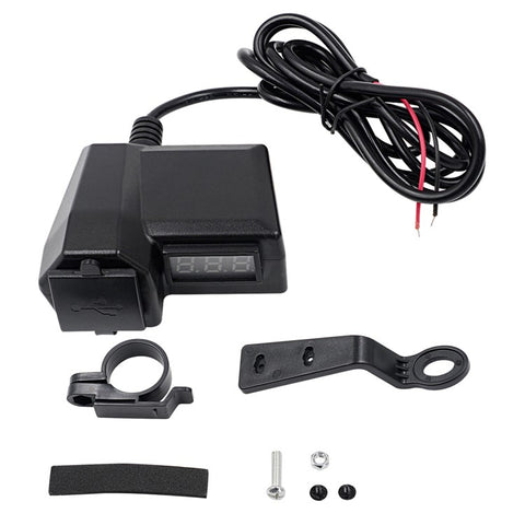 CS-1072A1 10-24V Motorcycle Dual USB Charger Digital Display Voltmeter Waterproof Phone Charging Adapter