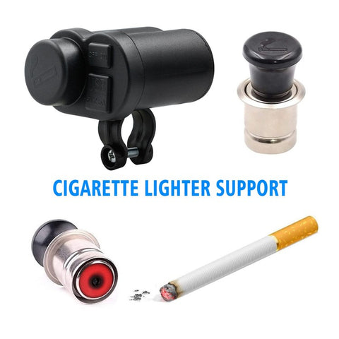 CS-313F1 12-24V Motorcycle Modify Dual USB Charger Waterproof Phone Charging Adapter with Cigarette Lighter Head and Switch
