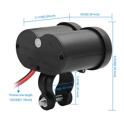CS-313G1 Motorcycle Modify USB Charger Waterproof Phone Charging Adapter with Cigarette Lighter Socket and Switch