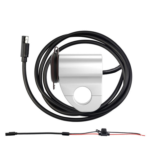 WUPP ZH-975 Motorcycle Handlebar 2.4A USB Phone Charger Aluminum Alloy Waterproof Voltage Digital Display QC3.0 Fast Charge Adapter with Switch