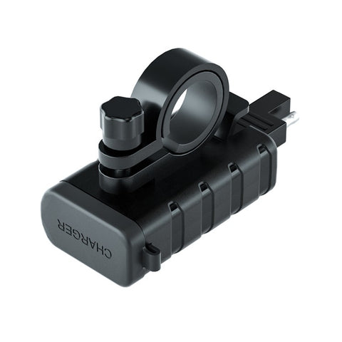 ZH-1422B2 Motorcycle Handlebar Charger USB+Type-C Port Adapter Socket, with Voltmeter Display and 1m SAE Extension Cable