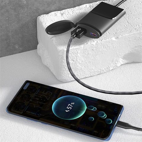 WUPP ZH-1927B1 Motorcycle Handlebar Phone Charger Ultra-Thin USB A+Type-C QC3.0 Charger