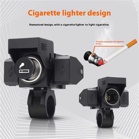 WUPP ZH-1849A1 Motorcycle Handlebar Charger QC3.0 USB-A+Type-C+Cigarette Lighter (With Cigarette Lighter Plug)