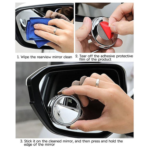 2Pcs Adhesive 360 Degree Blind Spot Car Reversing Aid Rearview Mirror Small Round Mirror