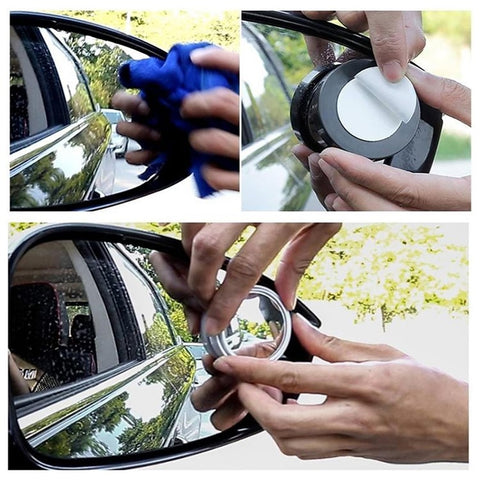 2Pcs Adhesive 360 Degree Blind Spot Car Reversing Aid Rearview Mirror Small Round Mirror