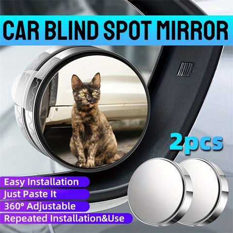 2Pcs Suction Cup 360 Degree Blind Spot Car Reversing Aid Rearview Mirror Small Round Mirror