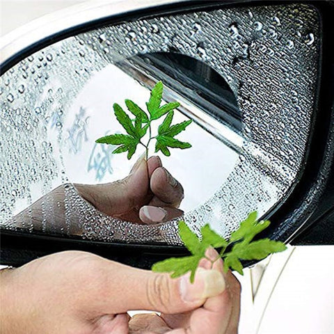 2Pcs Round 100x100mm Car Rear View Mirror Film PET Anti-Fog Rainproof Mirror Film with Tools