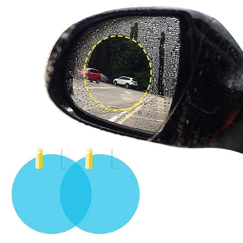 2Pcs Round 100x100mm Car Rear View Mirror Film PET Anti-Fog Rainproof Mirror Film with Tools