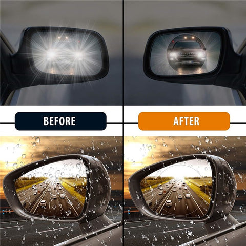 2Pcs Round 100x100mm Car Rear View Mirror Film PET Anti-Fog Rainproof Mirror Film with Tools