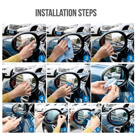 2Pcs Square 150x200mm Car Rear View Mirror Film PET Anti-Fog Rainproof Mirror Film with Tools