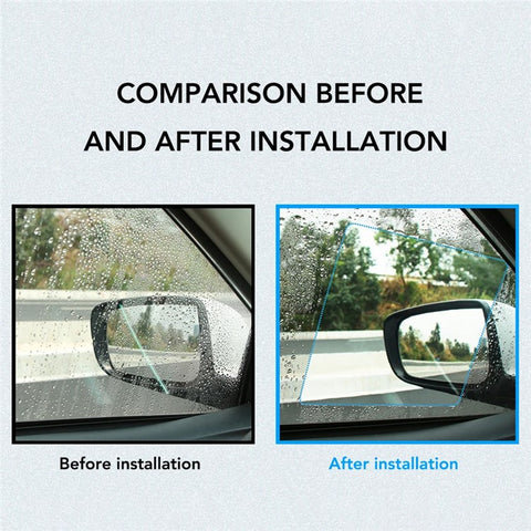 2Pcs Square 150x200mm Car Rear View Mirror Film PET Anti-Fog Rainproof Mirror Film with Tools