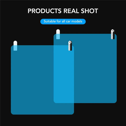 2Pcs Square 175x200mm Car Rear View Mirror Film PET Anti-Fog Rainproof Mirror Film with Tools