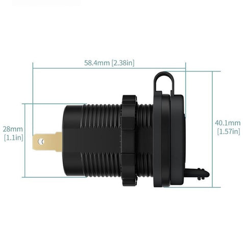 WUPP ZH-1786B1 QC3.0 USB+Type-C Charger IP66 Waterproof Socket with Silicone Cap