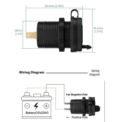 WUPP ZH-1786B2 QC3.0 Charger USB+Type-C Socket with Silicone Cap and 60cm Cable