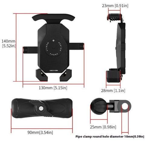 WUPP CS-051A1 Motorcycle Phone Holder Handlebar Mount Bracket for 4-7 inch Phones