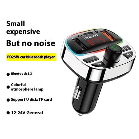 DUDAO R2Pro+ Colorful Light Bluetooth-compatible Car Kit Hands-Free Call MP3 Player PD Type-C + Dual USB Car Charger