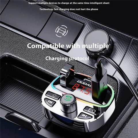DUDAO R2Pro+ Colorful Light Bluetooth-compatible Car Kit Hands-Free Call MP3 Player PD Type-C + Dual USB Car Charger