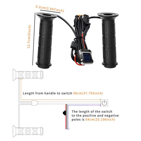 ZH-983F2 1 Pair For ATV Motorcycle Intelligent 3 Gears Temperature Adjustable Heated Grips Winter Warmer Electric Heating Hand Grips