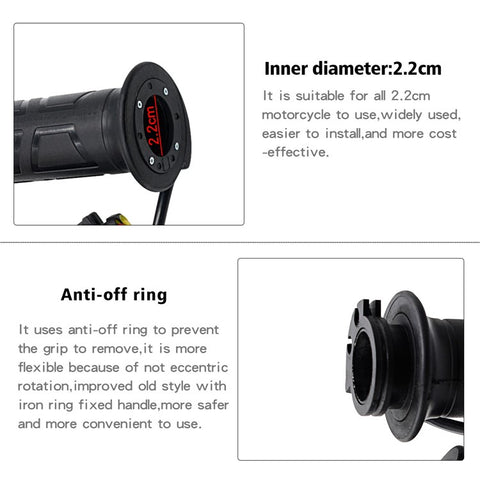 WUPP ZH-983B6 1 Pair 12V Motorcycle Winter Electric Heating Hand Grips 3 Gears Temperature Adjustable Heated Grips