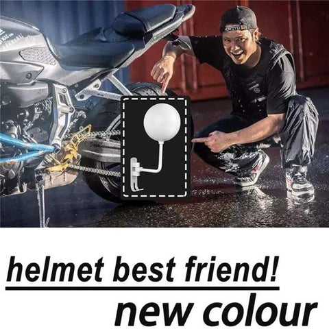 1Pair Motorcycle Wall Mounted Helmet Display Rack 180-Degree Rotating E-Bike Helmet Holder with 2 Hook for Hats, Caps, Keys, Bags