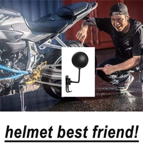1Pair Motorcycle Wall Mounted Helmet Display Rack 180-Degree Rotating E-Bike Helmet Holder with 2 Hook for Hats, Caps, Keys, Bags