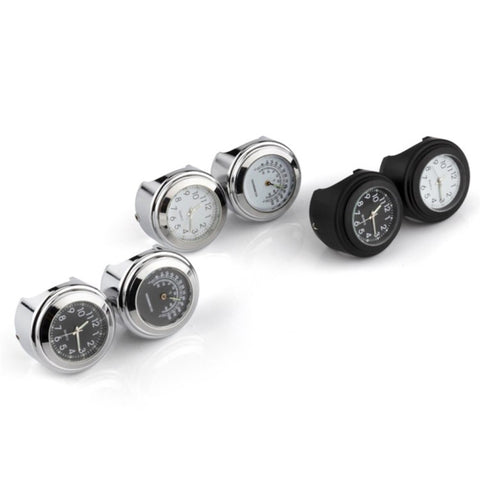 Aluminum Alloy Motorcycle Bike Clock 22-25.4mm Handlebar Luminous Clock / Thermometer