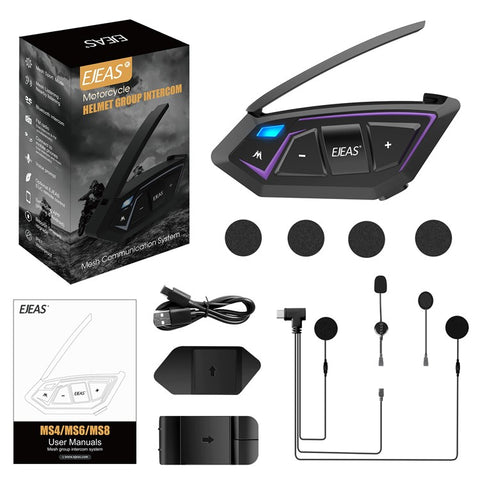 EJEAS 8 Riders Mesh Intercom Motorcycle Helmet Bluetooth-compatible Intercom Wireless Walkie-Talkie