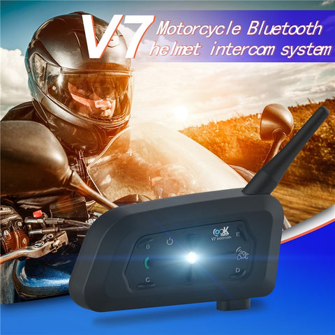 EJEAS V7 Motorcycle Helmet Bluetooth-compatible 5.0 Intercom 7 Riders 700m Walkie-Talkie System IP65 Waterproof