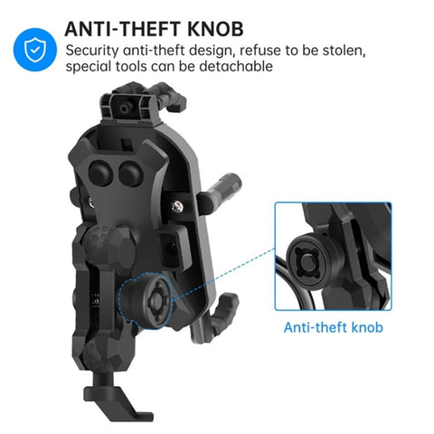 360 Degree Rotation Motorcycle Rearview Mirror Mount Mobile Phone Holder with Anti-theft Knob
