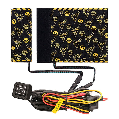 WUPP CSZH-974B2 Pattern Design 12V Motorcycle Heating Pad 5+1 Gear Handlebar Heated Grips with Memory Function, 1.5m ACC Cable