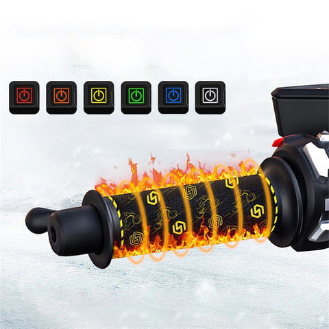 WUPP CSZH-974B2 Pattern Design 12V Motorcycle Heating Pad 5+1 Gear Handlebar Heated Grips with Memory Function, 1.5m ACC Cable