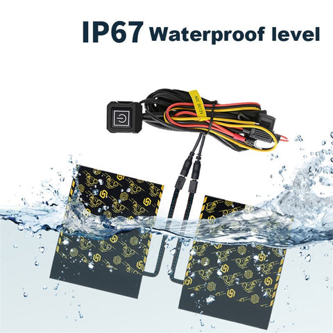 WUPP CSZH-974B2 Pattern Design 12V Motorcycle Heating Pad 5+1 Gear Handlebar Heated Grips with Memory Function, 1.5m ACC Cable